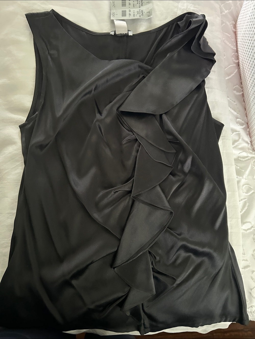 Cache Black Ruffle-Front Sleeveless Camisole